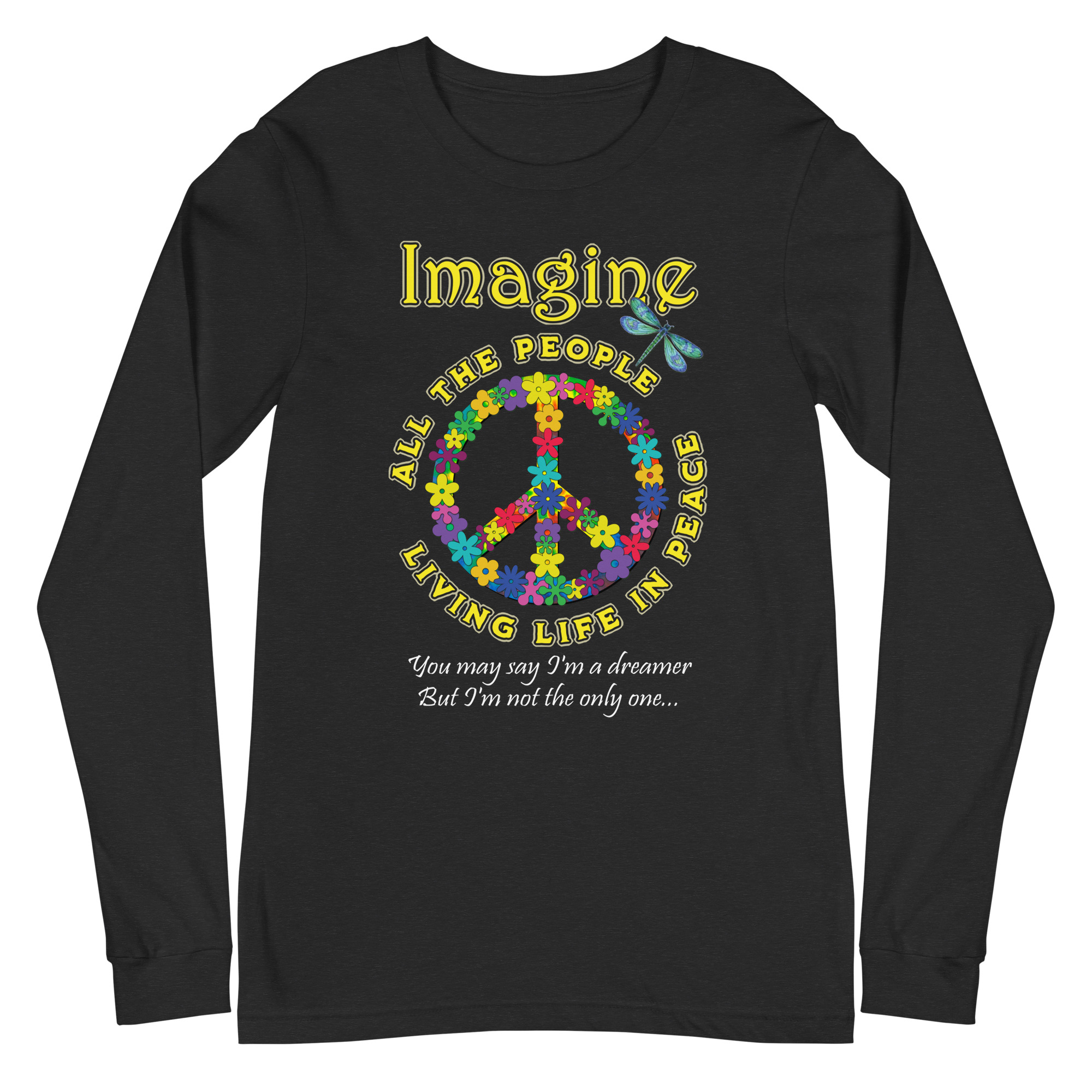 Imagine Long Sleeve T-Shirt – Peace, Color & Possibility - Unisex Long Sleeve Tee - Image 9