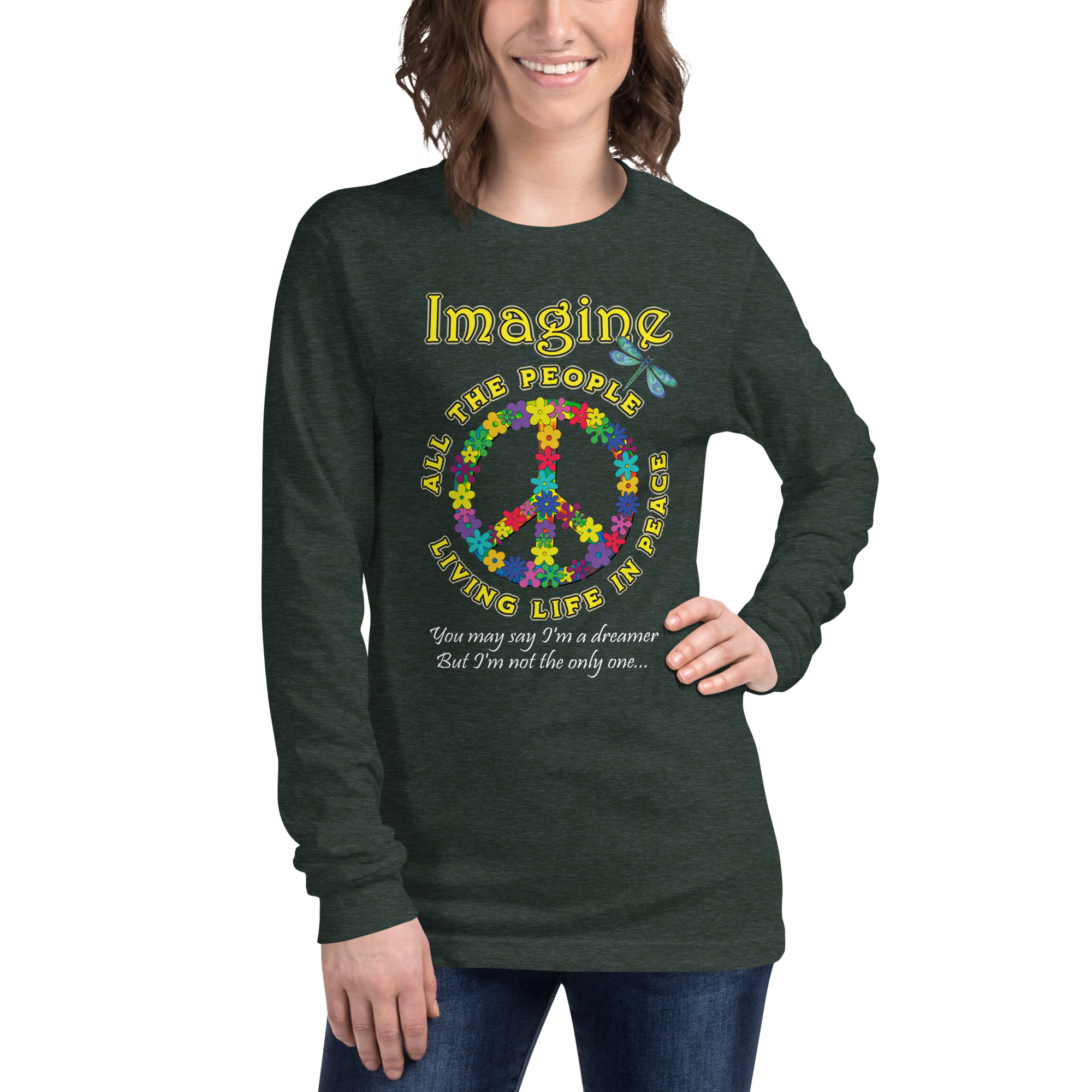Imagine Long Sleeve T-Shirt – Peace, Color & Possibility - Unisex Long Sleeve Tee - Image 5