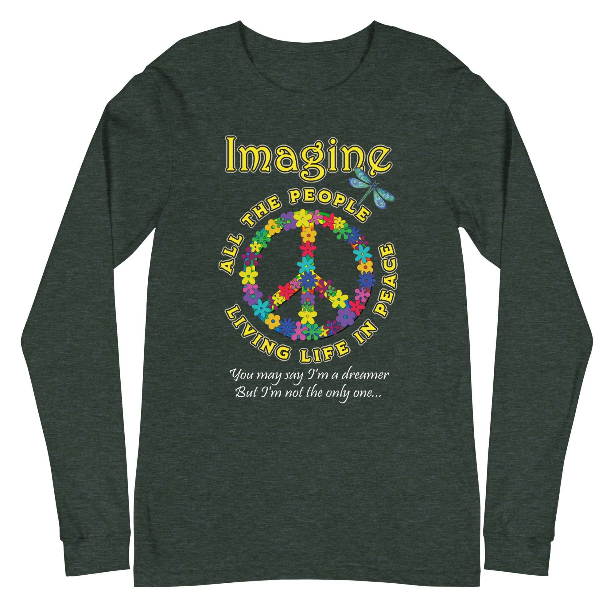 Imagine Long Sleeve T-Shirt – Peace, Color & Possibility - Unisex Long Sleeve Tee - Image 11
