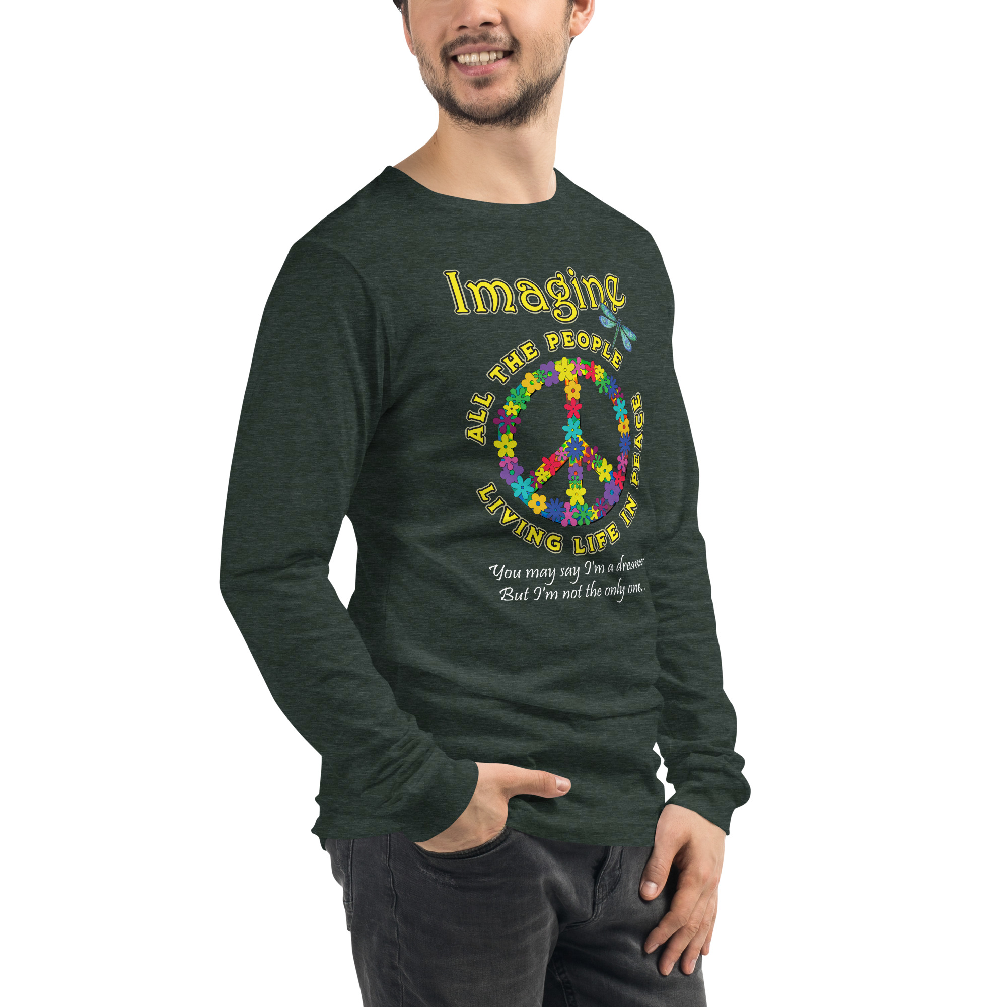 Imagine Long Sleeve T-Shirt – Peace, Color & Possibility - Unisex Long Sleeve Tee - Image 6
