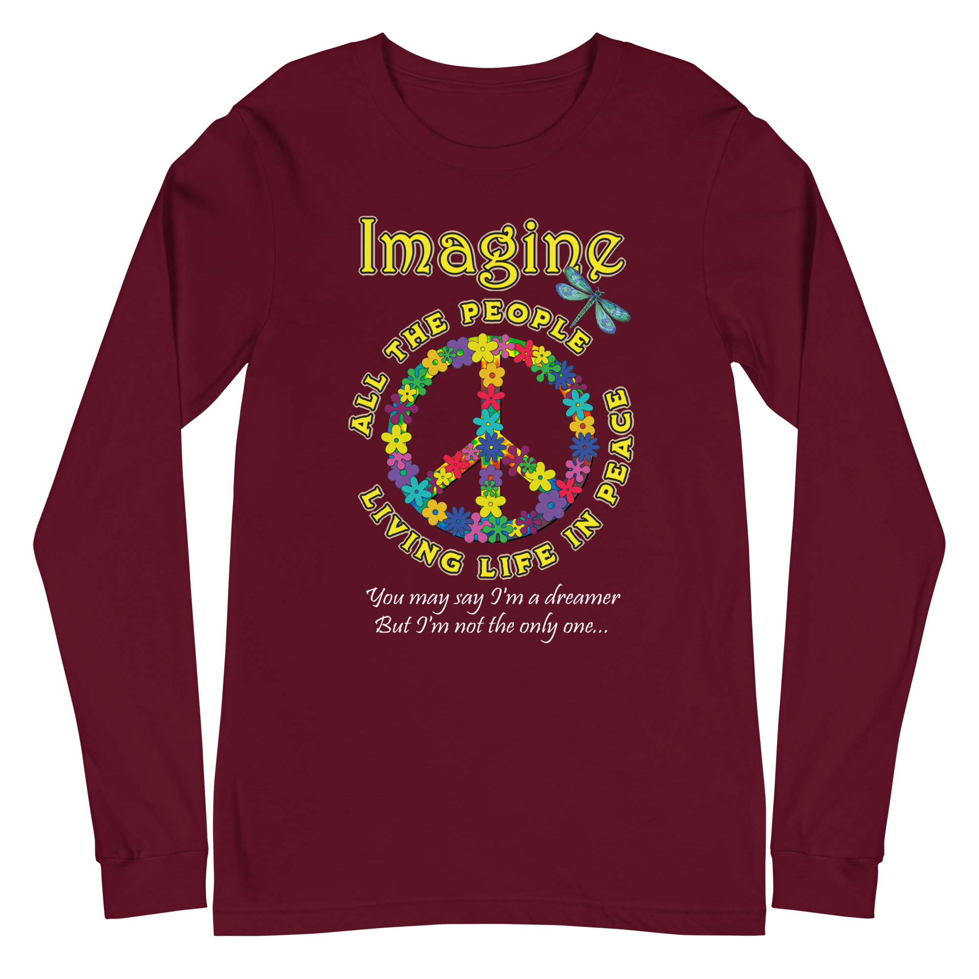 Imagine Long Sleeve T-Shirt – Peace, Color & Possibility - Unisex Long Sleeve Tee - Image 10