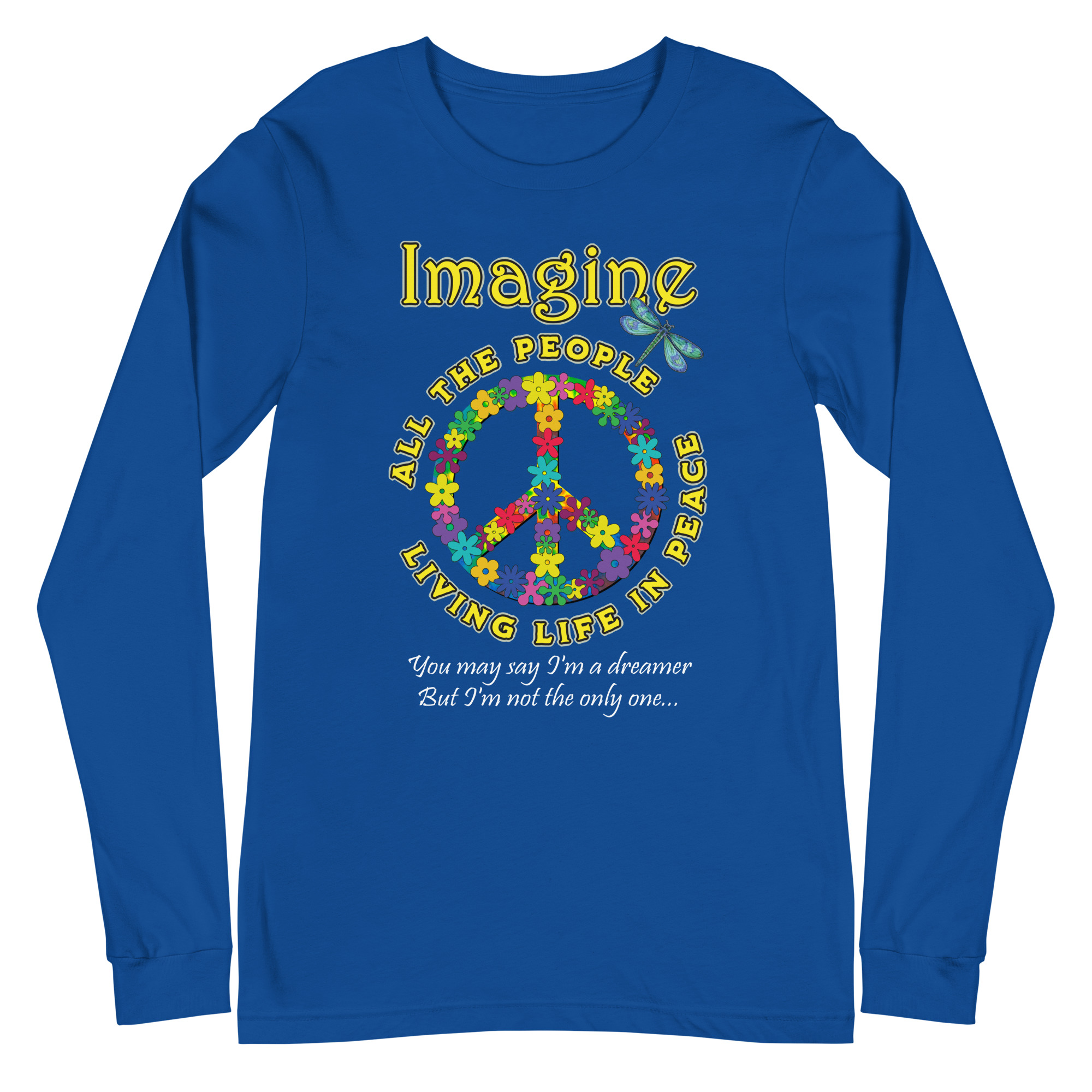 Imagine Long Sleeve T-Shirt – Peace, Color & Possibility - Unisex Long Sleeve Tee - Image 12