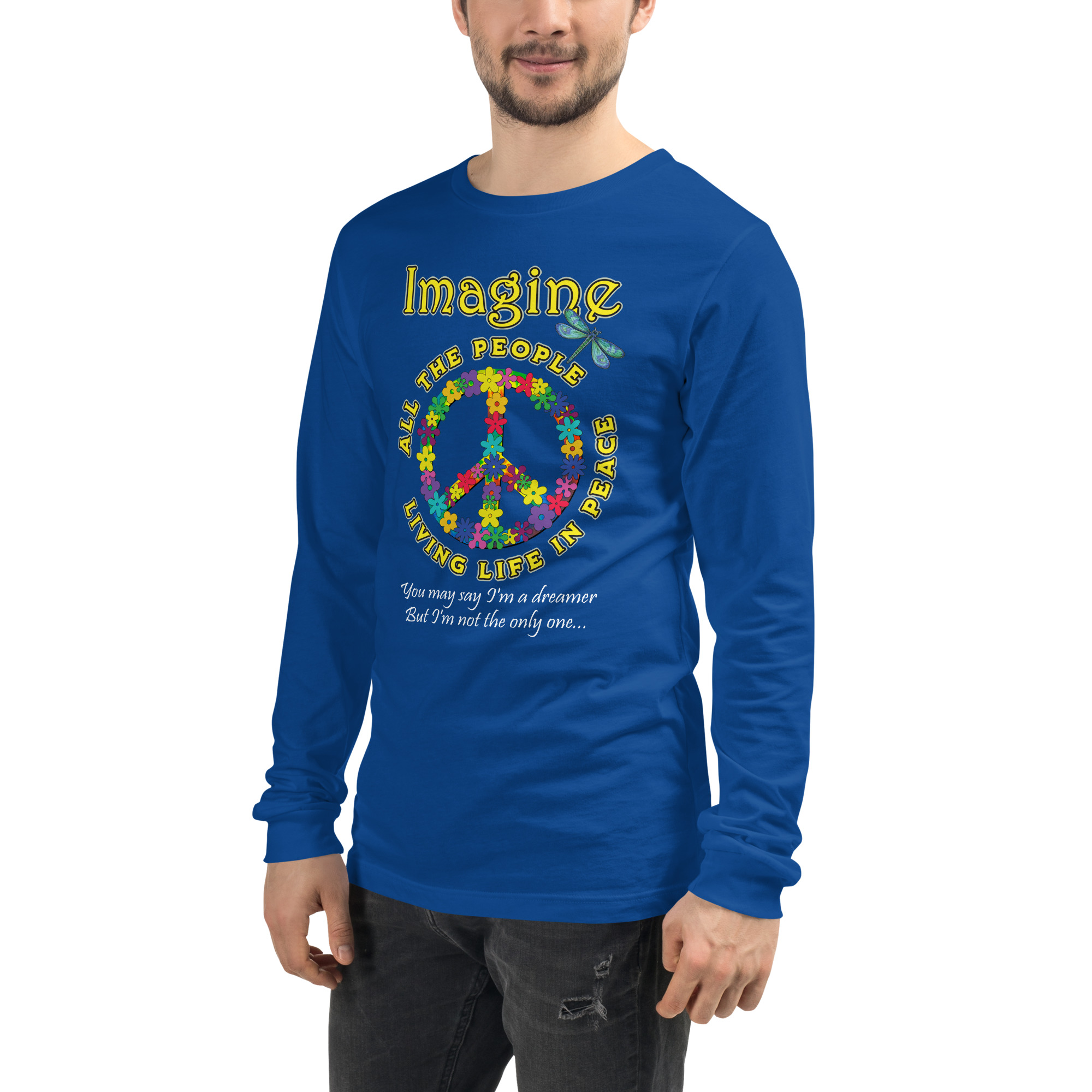 Imagine Long Sleeve T-Shirt – Peace, Color & Possibility - Unisex Long Sleeve Tee - Image 8