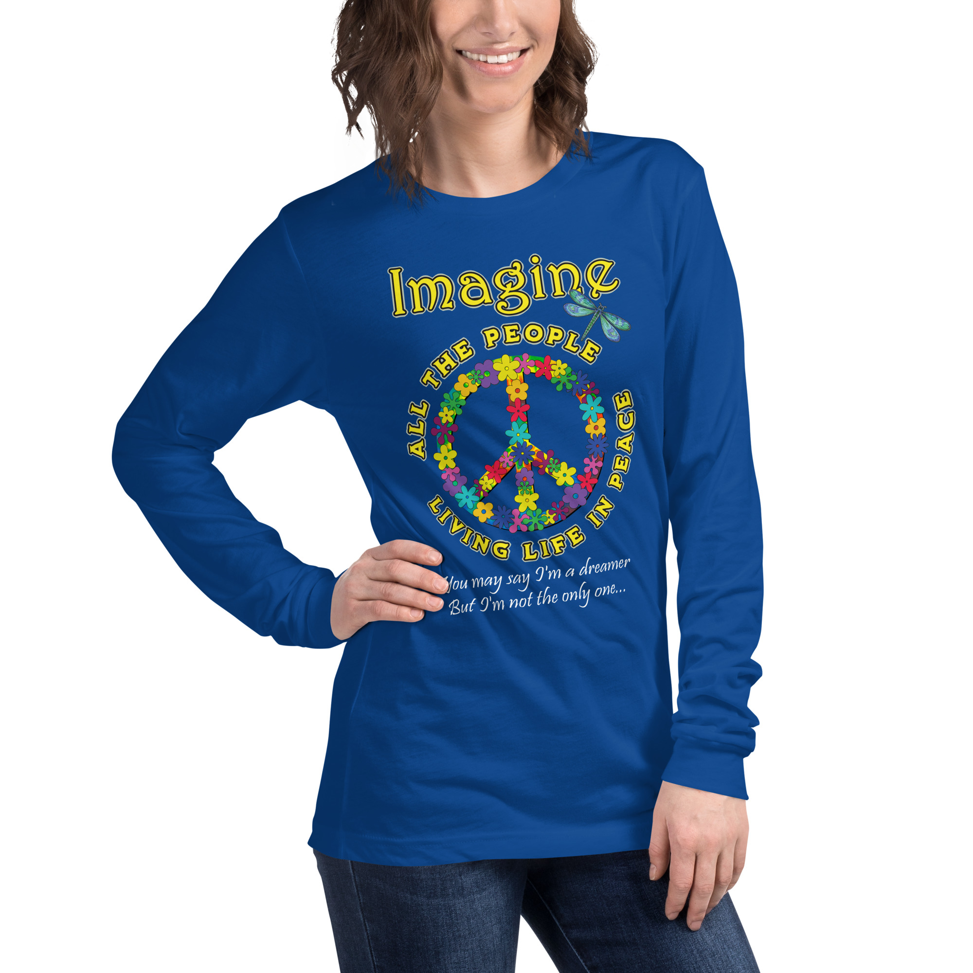 Imagine Long Sleeve T-Shirt – Peace, Color & Possibility - Unisex Long Sleeve Tee - Image 7