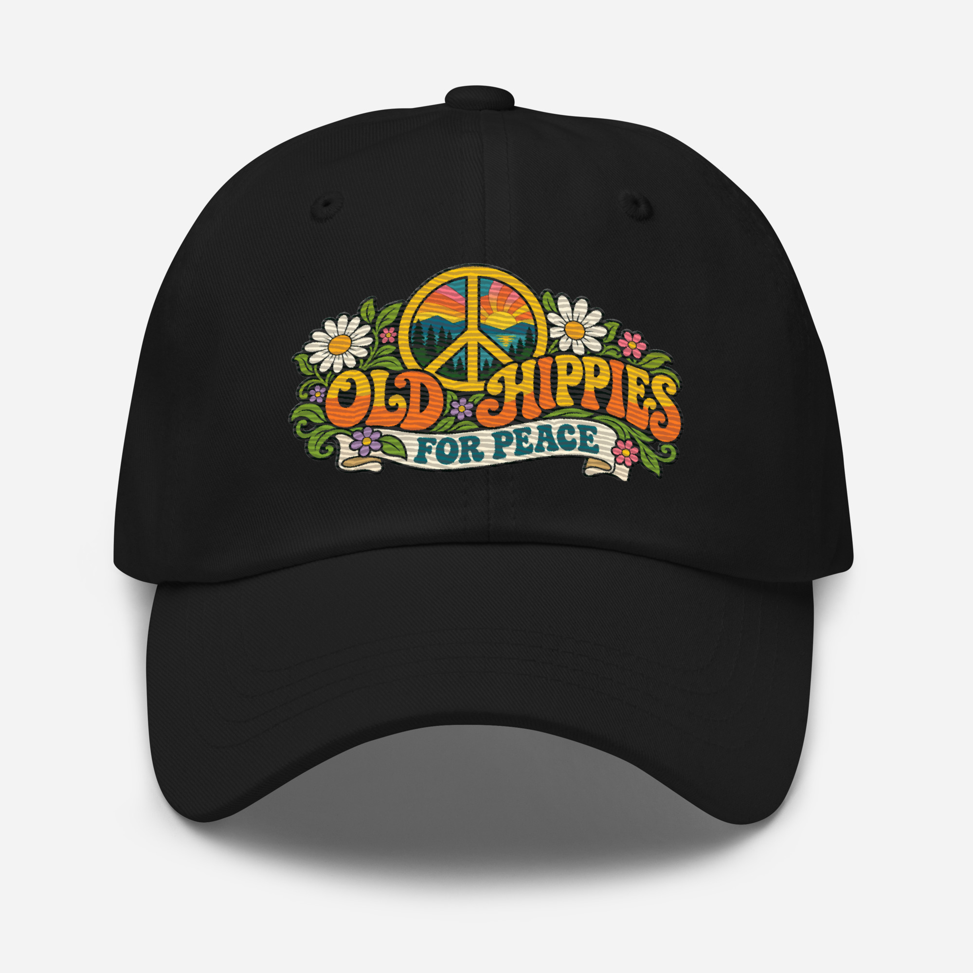 Old Hippies for Peace Embroidered Dad Hat - Image 2