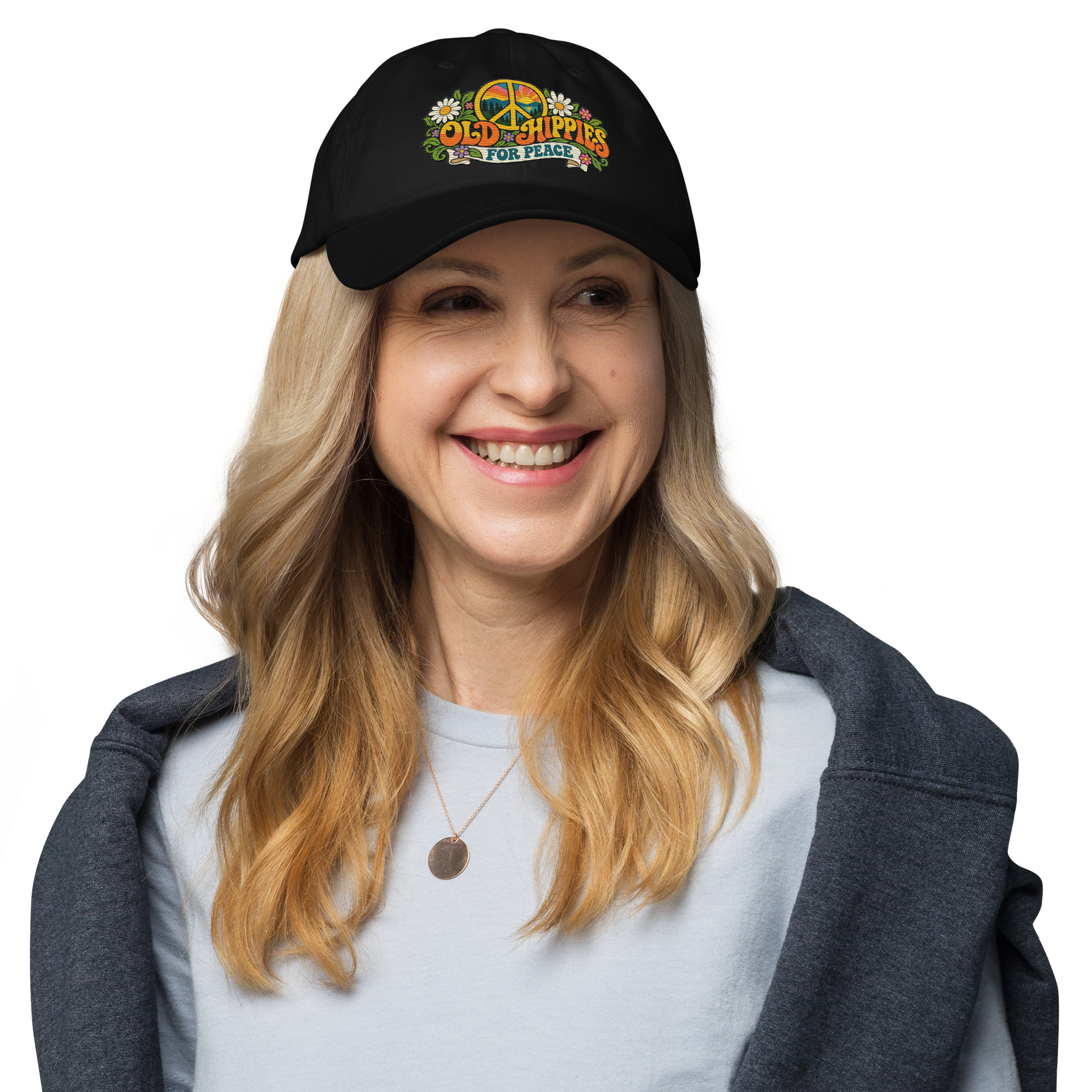 Old Hippies for Peace Embroidered Dad Hat - Image 7