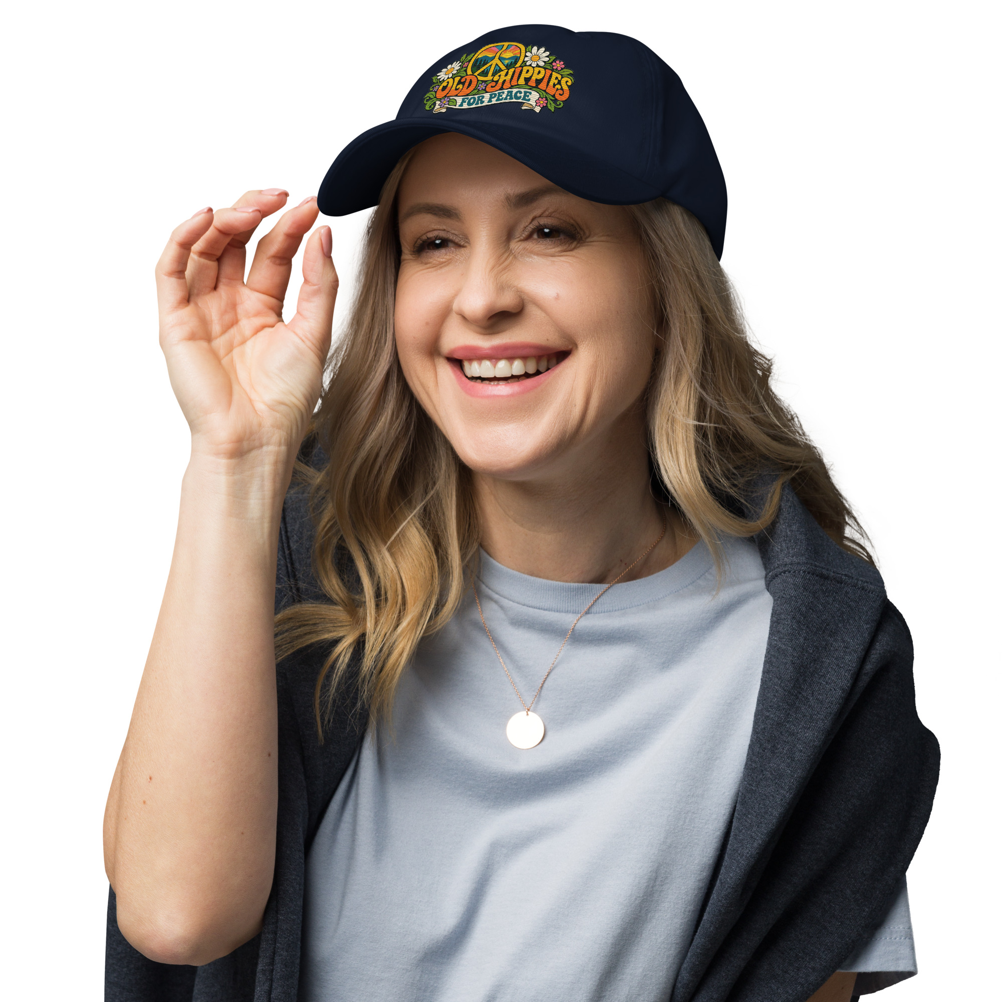 Old Hippies for Peace Embroidered Dad Hat - Image 12
