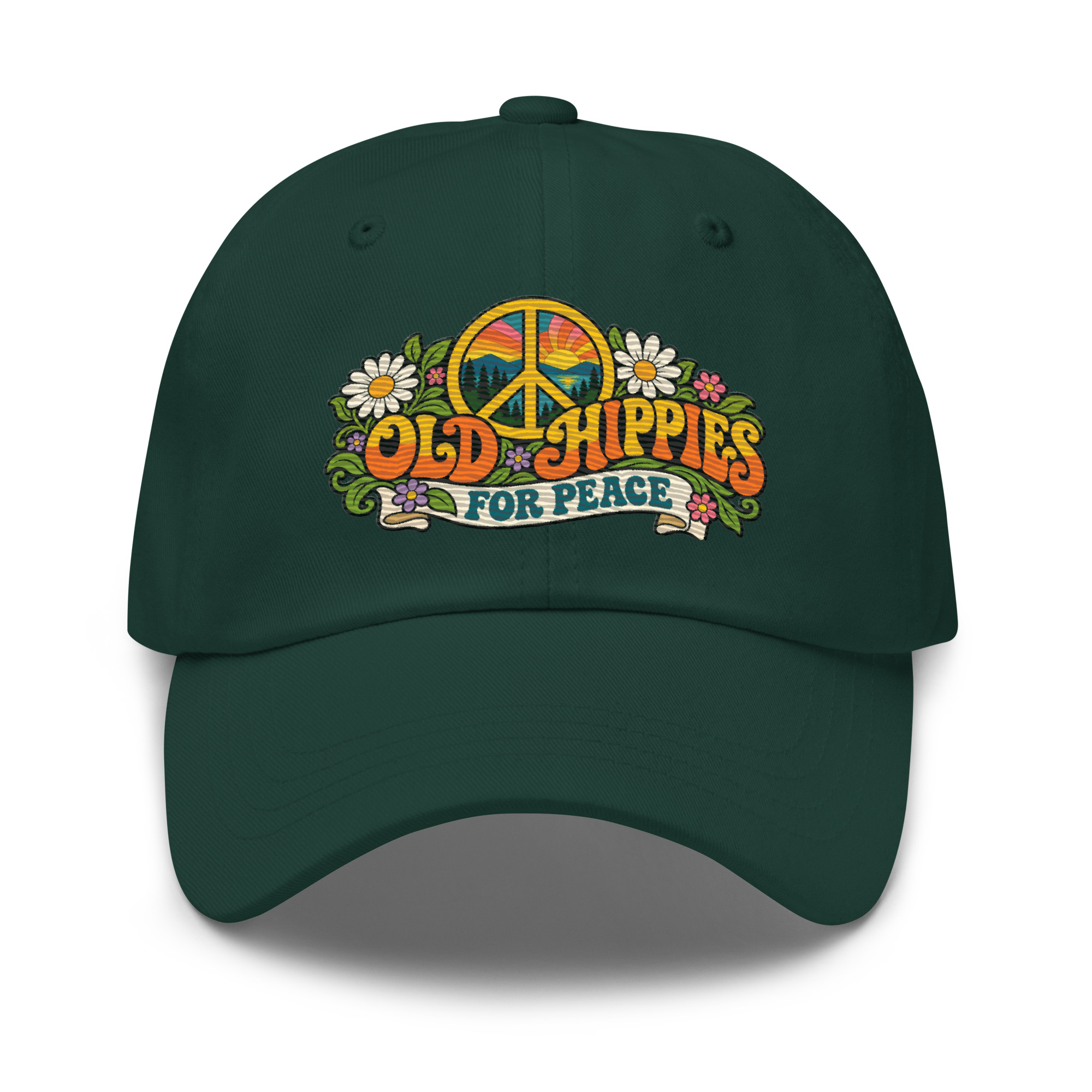 Old Hippies for Peace Embroidered Dad Hat - Image 3