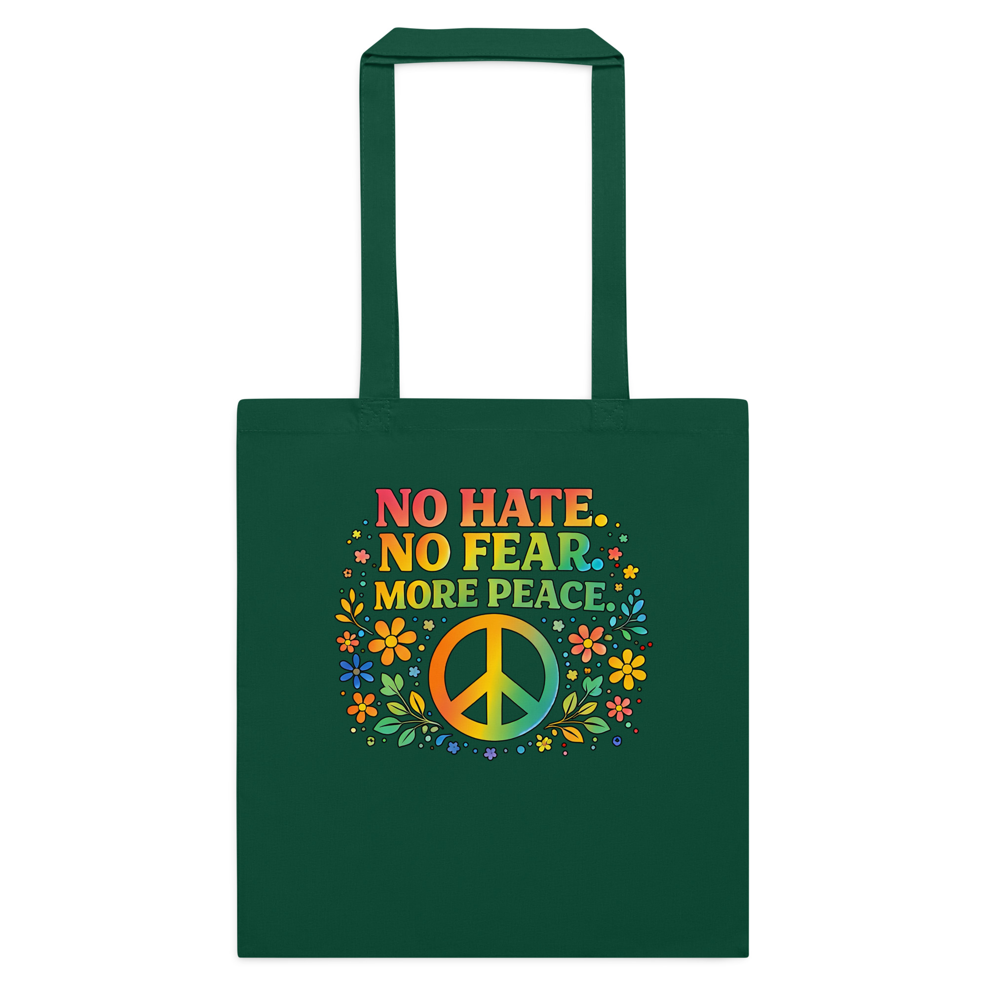 No Hate, No Fear, More Peace - Cotton color tote bag - Image 3