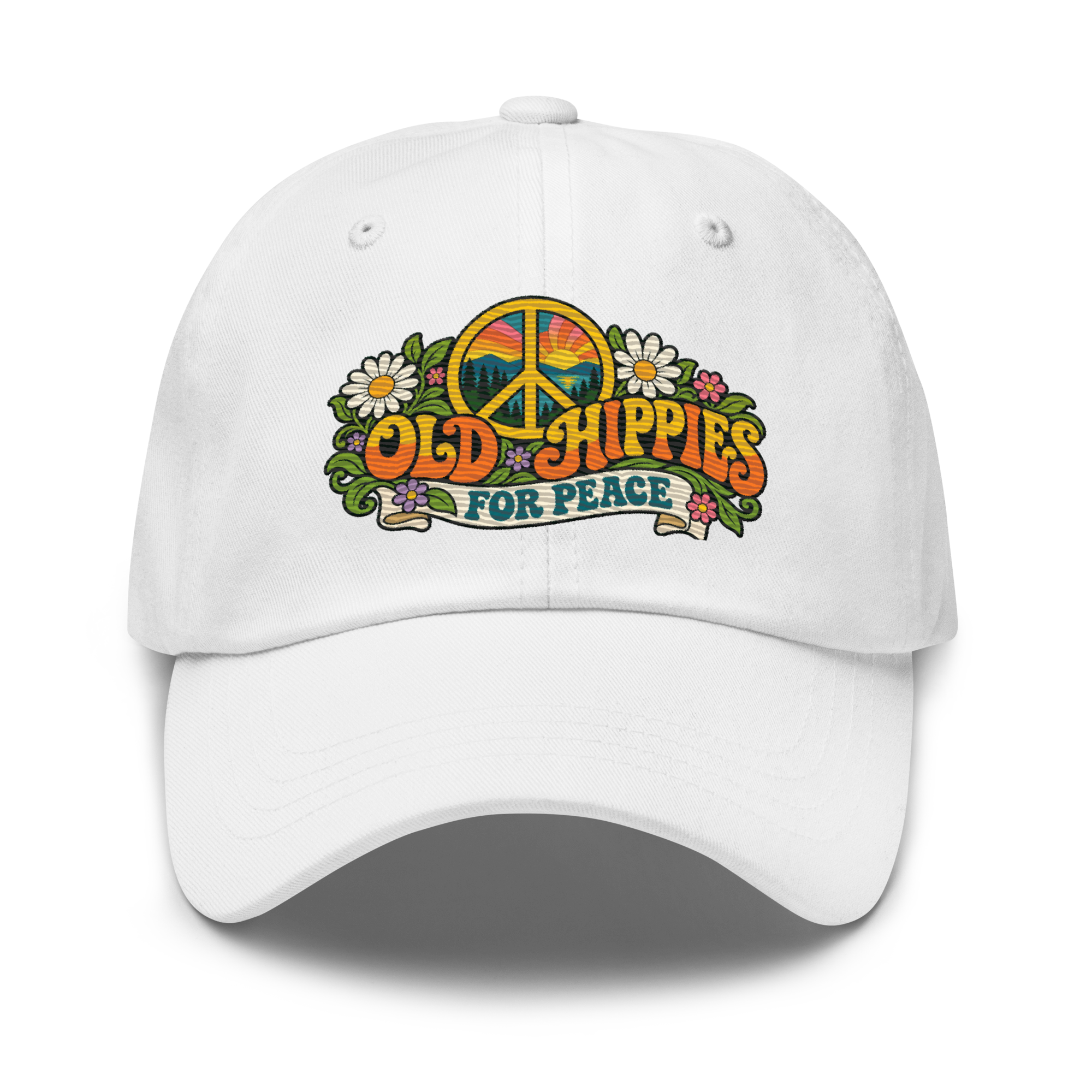 Old Hippies for Peace Embroidered Dad Hat