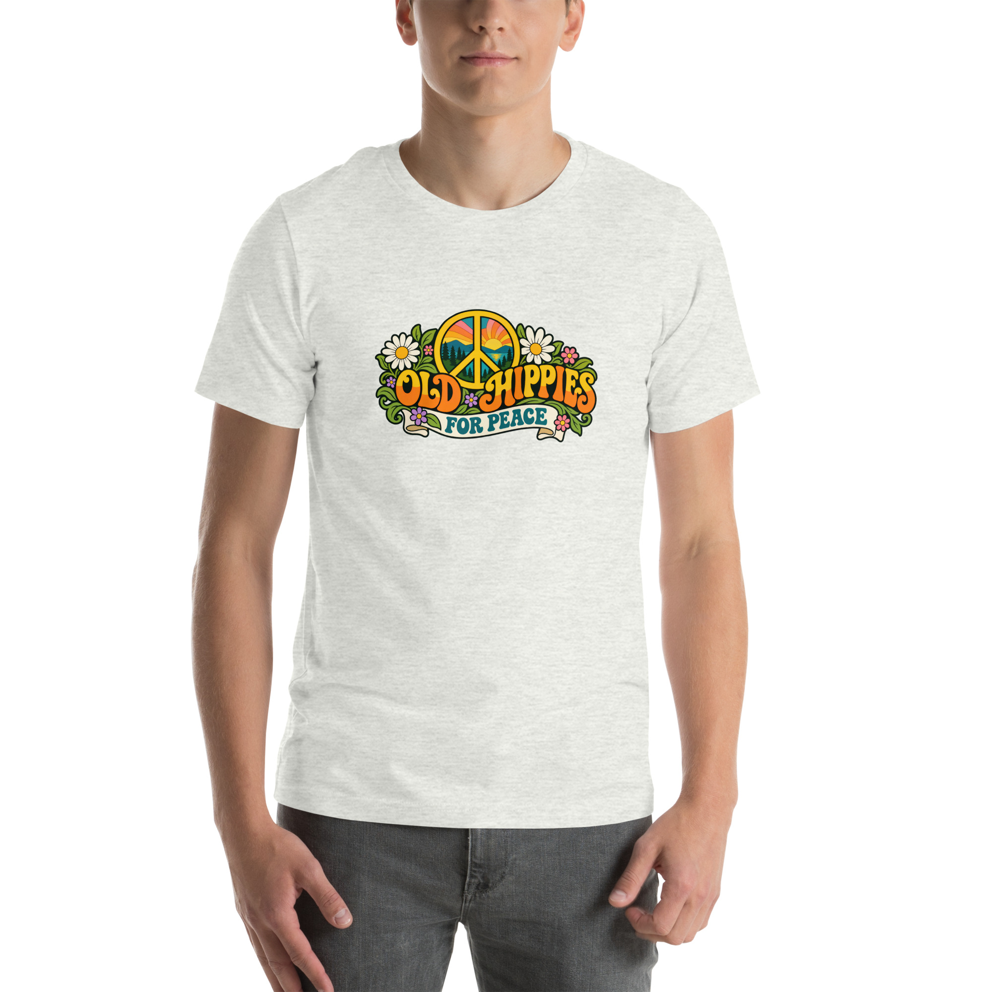 Old Hippies for Peace – Light Colors Unisex T-Shirt - Image 13
