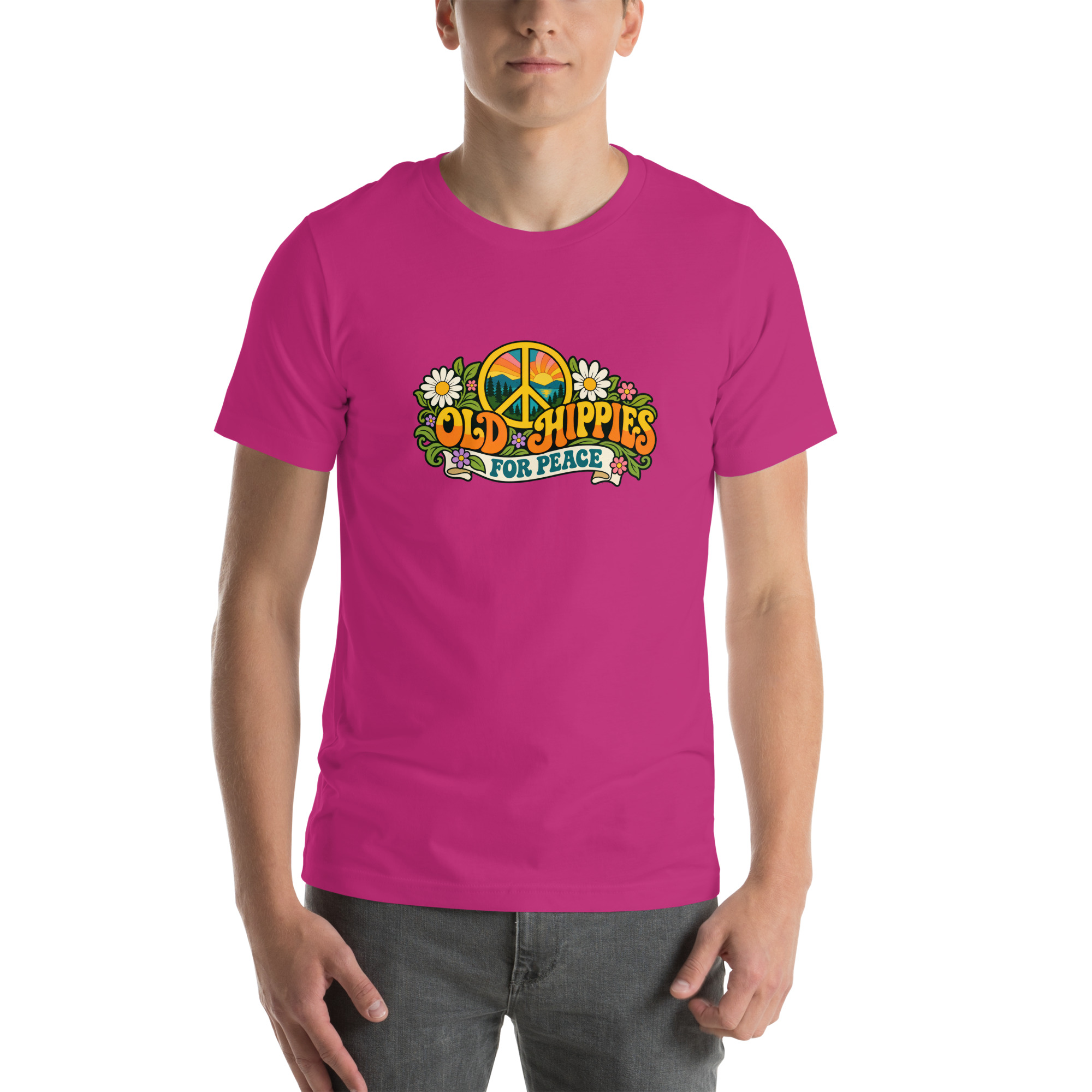 Old Hippies for Peace – Light Colors Unisex T-Shirt - Image 4