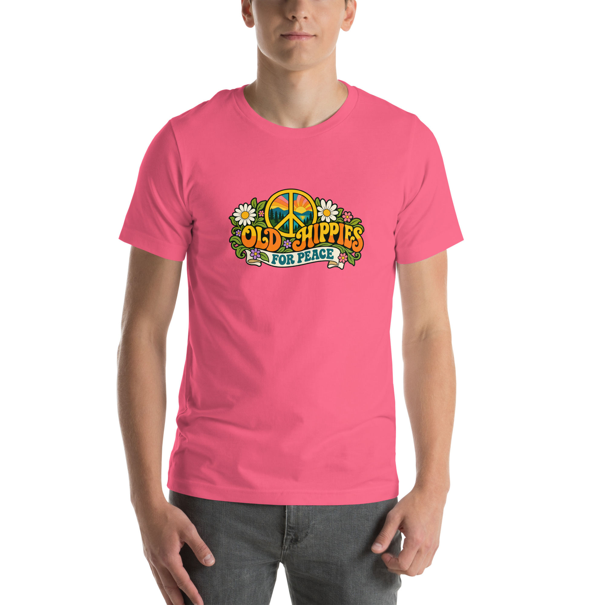 Old Hippies for Peace – Light Colors Unisex T-Shirt - Image 5
