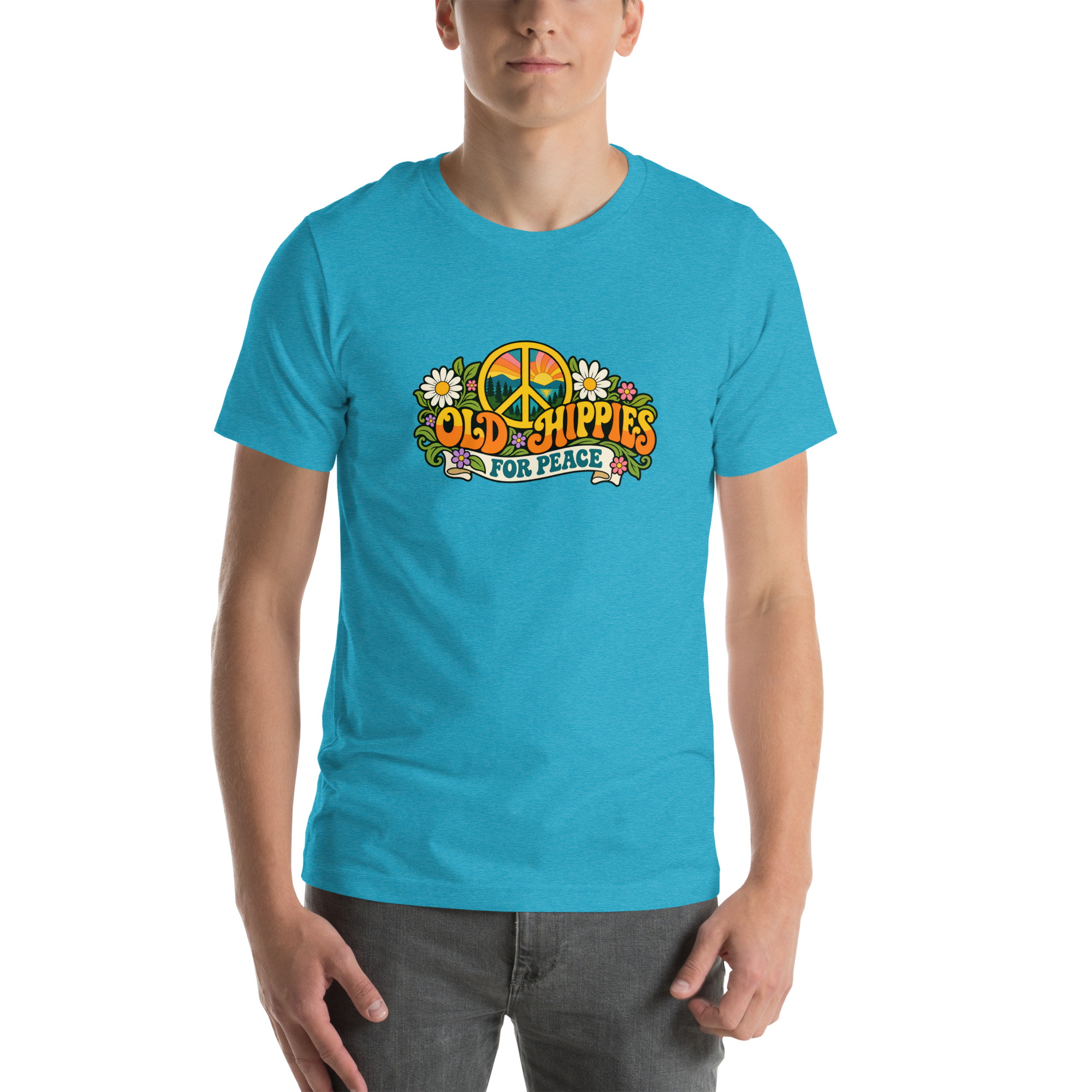 Old Hippies for Peace – Light Colors Unisex T-Shirt - Image 6
