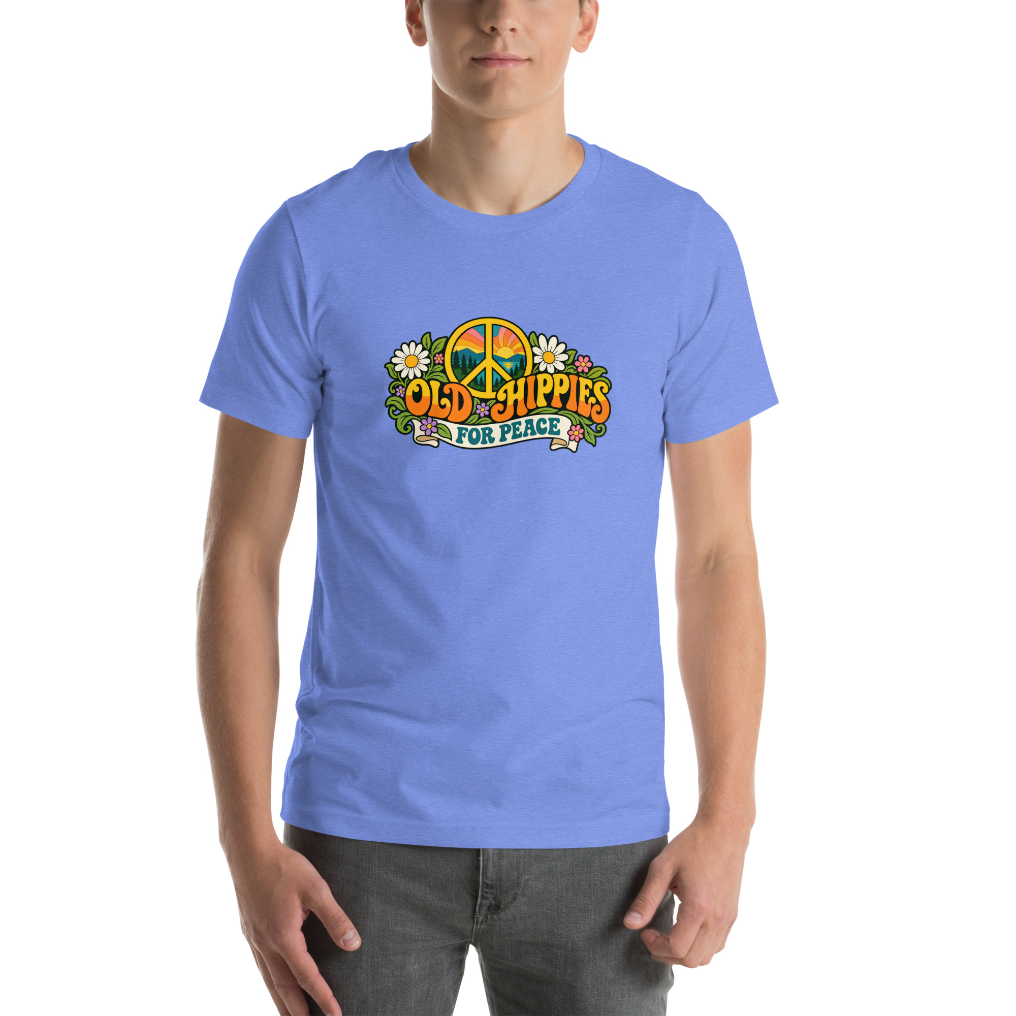 Old Hippies for Peace – Light Colors Unisex T-Shirt - Image 8