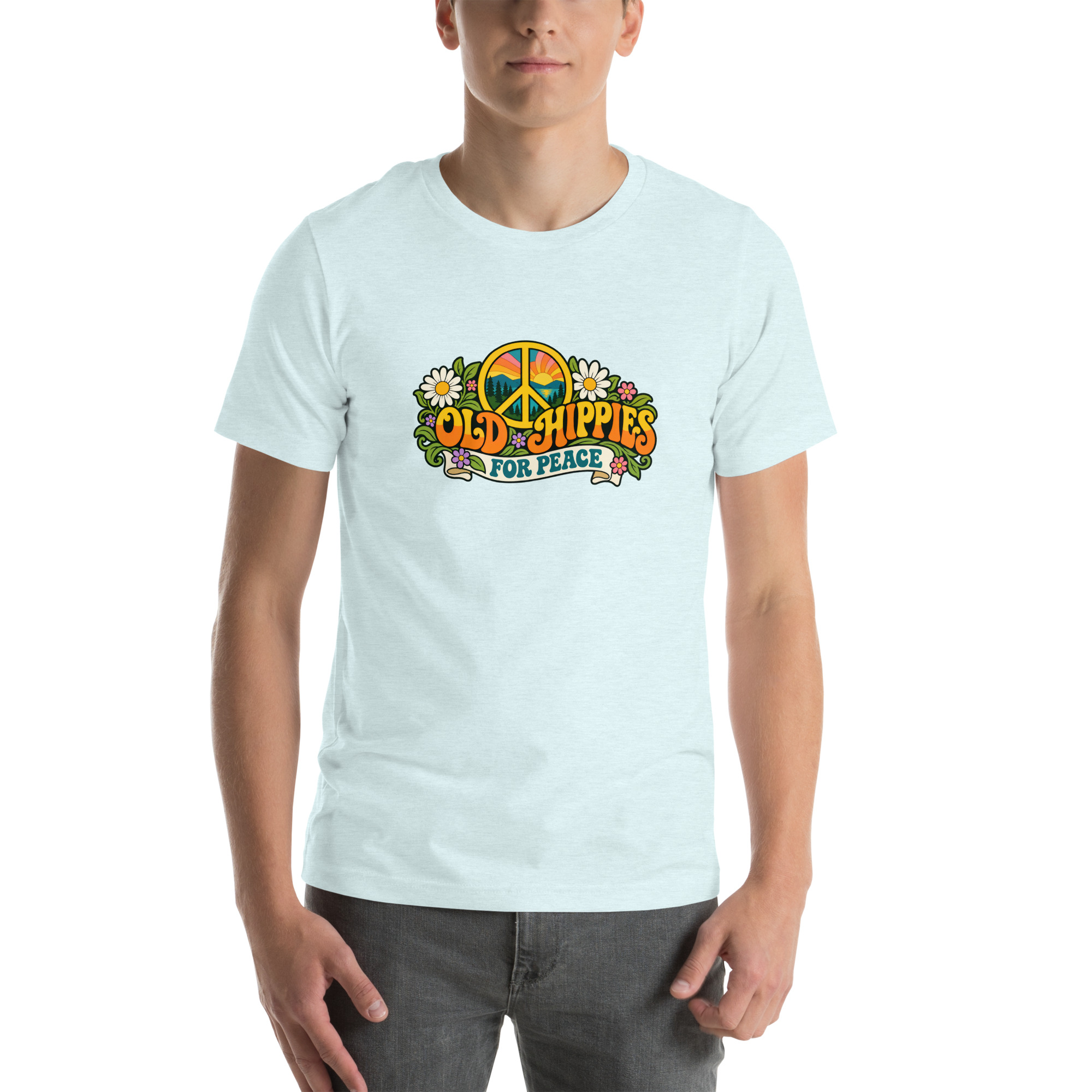 Old Hippies for Peace – Light Colors Unisex T-Shirt - Image 15