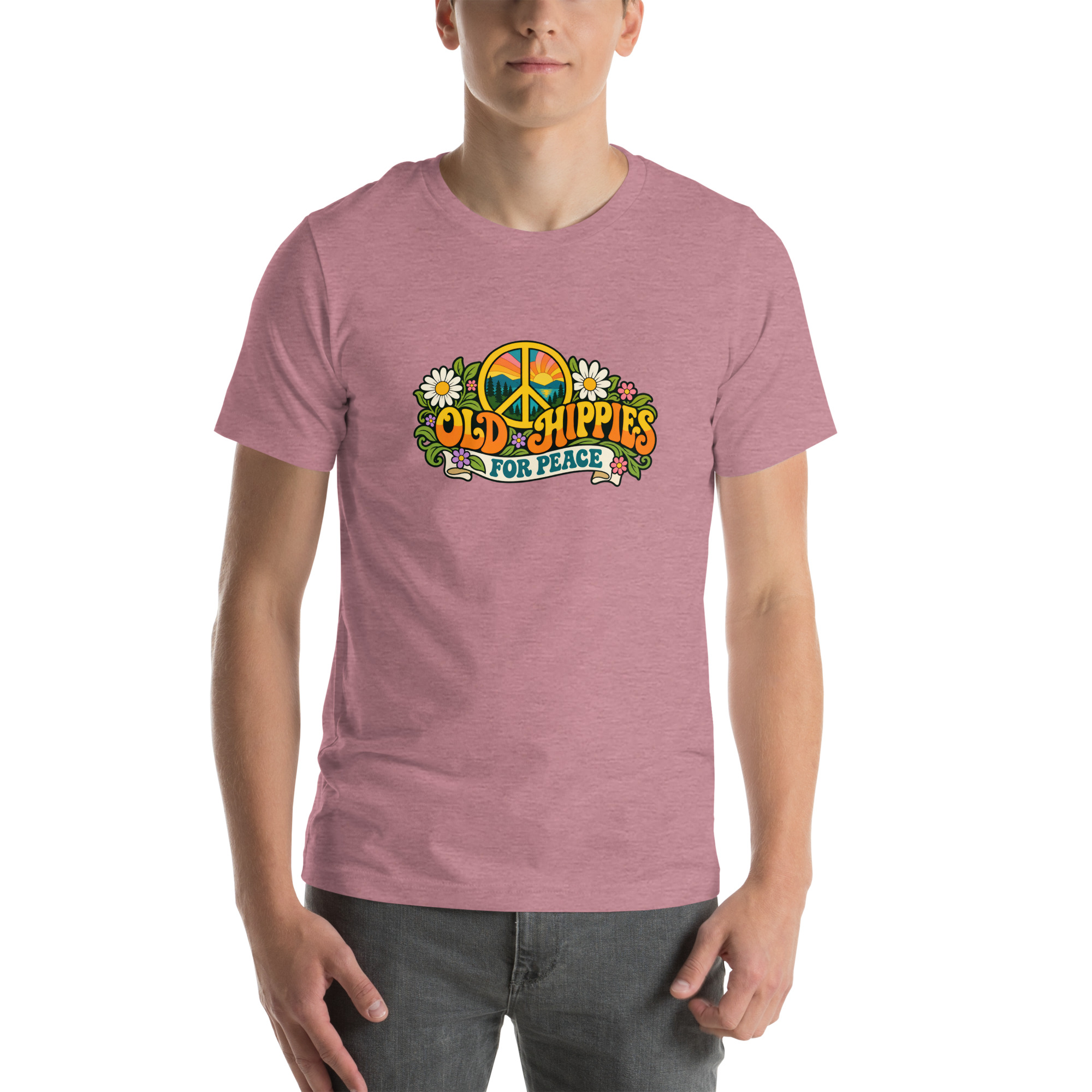 Old Hippies for Peace – Light Colors Unisex T-Shirt - Image 7