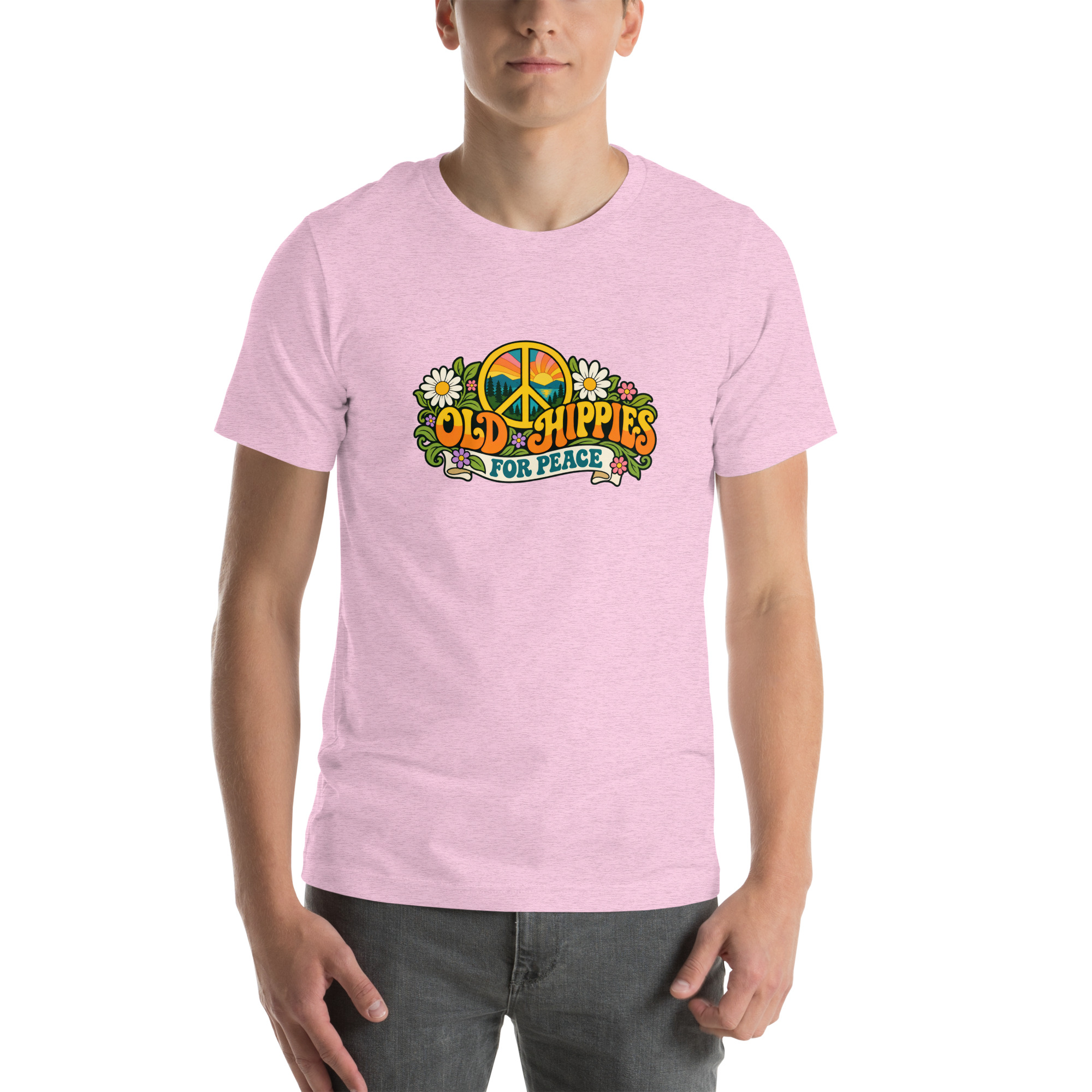 Old Hippies for Peace – Light Colors Unisex T-Shirt - Image 9
