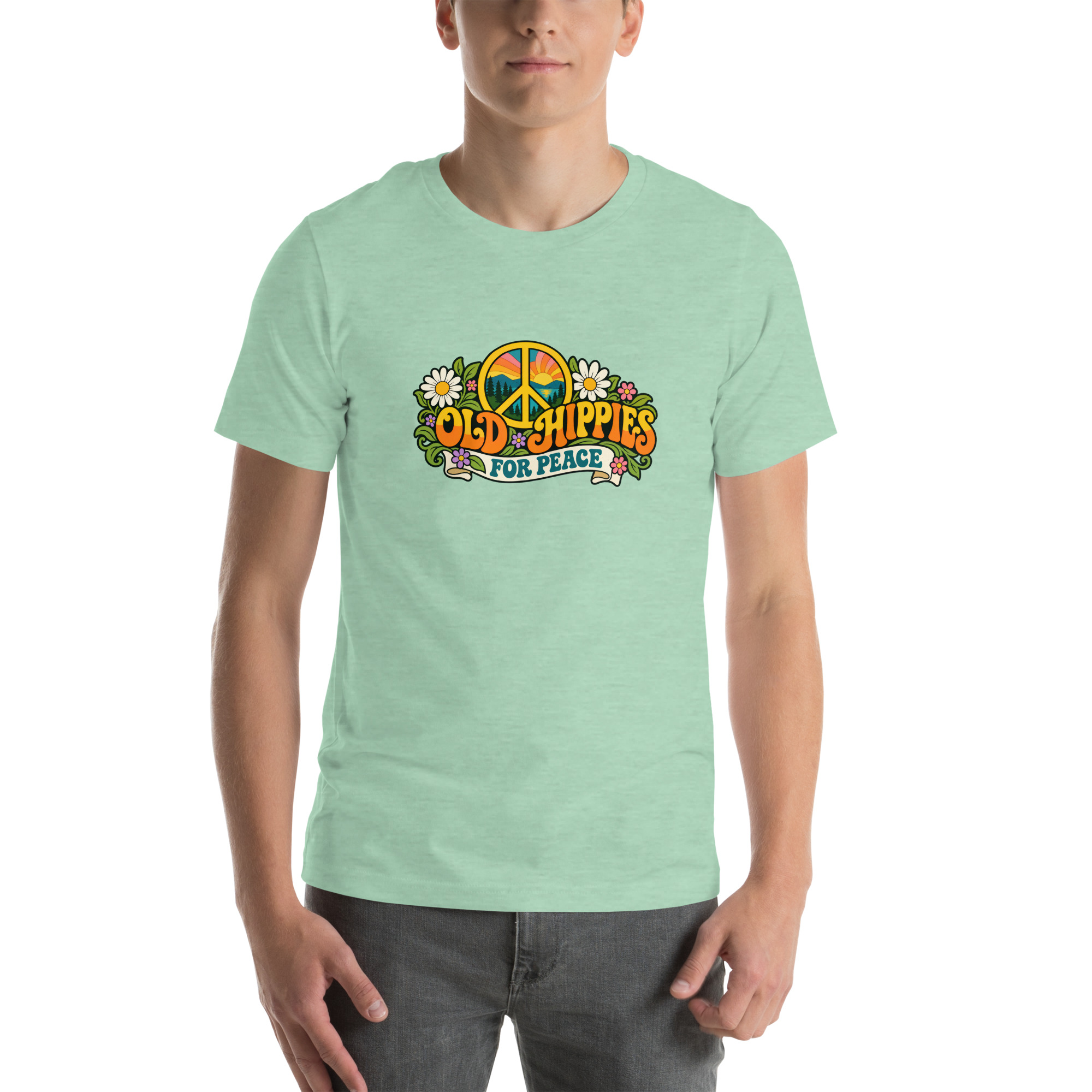 Old Hippies for Peace – Light Colors Unisex T-Shirt - Image 10