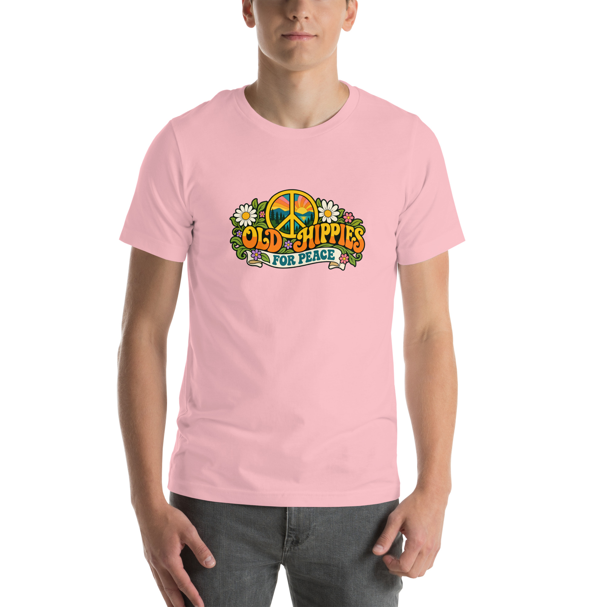 Old Hippies for Peace – Light Colors Unisex T-Shirt - Image 11