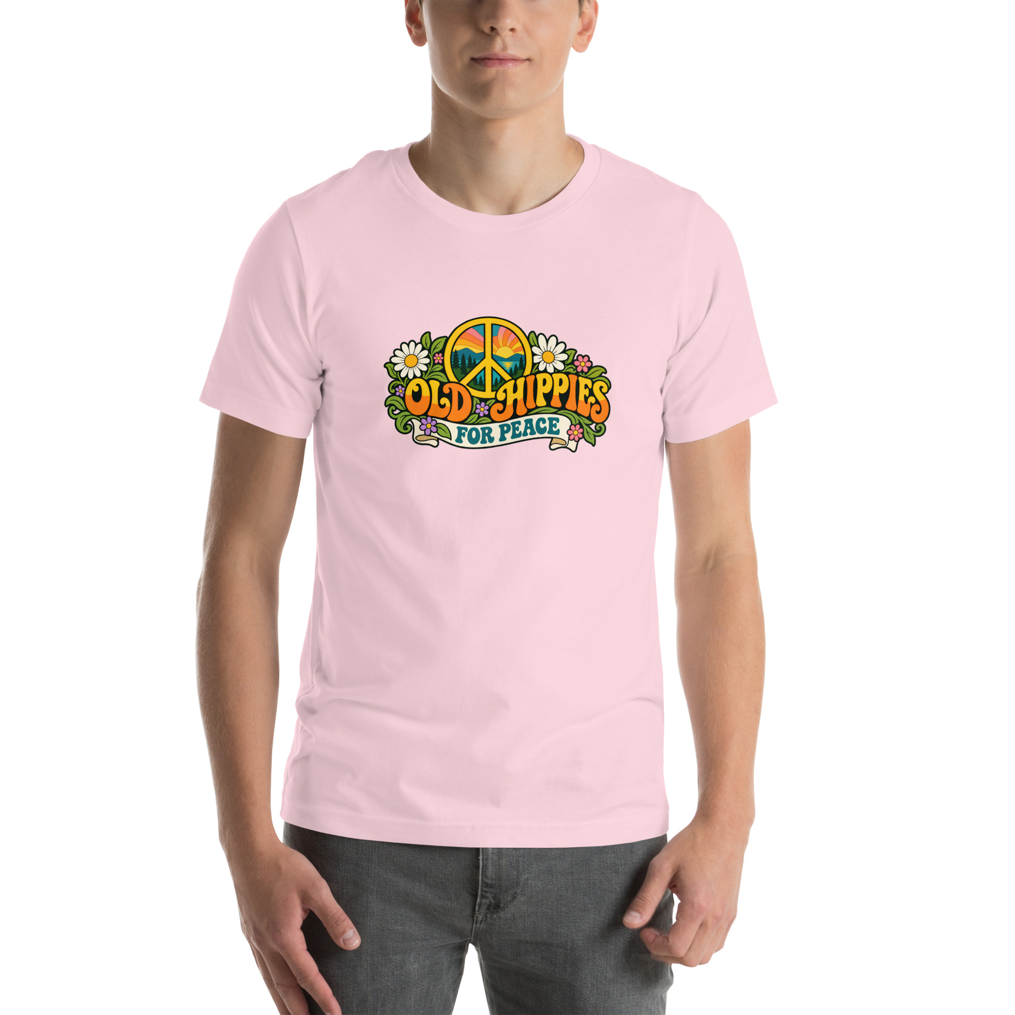 Old Hippies for Peace – Light Colors Unisex T-Shirt - Image 12