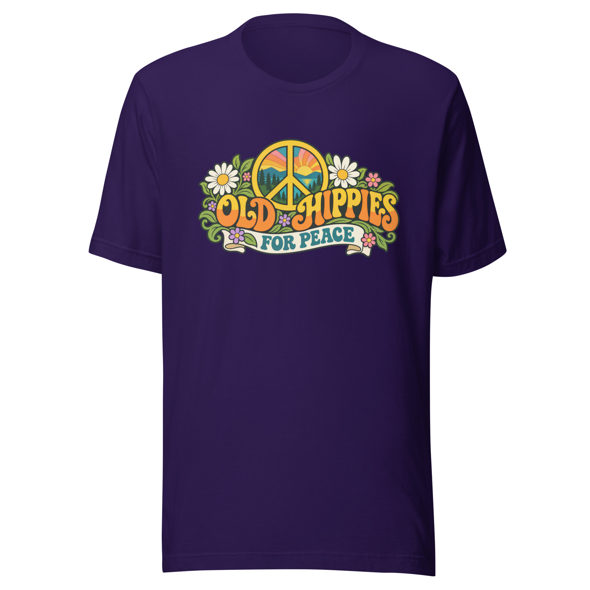 Old Hippies for Peace – Dark Colors Unisex T-Shirt - Image 2
